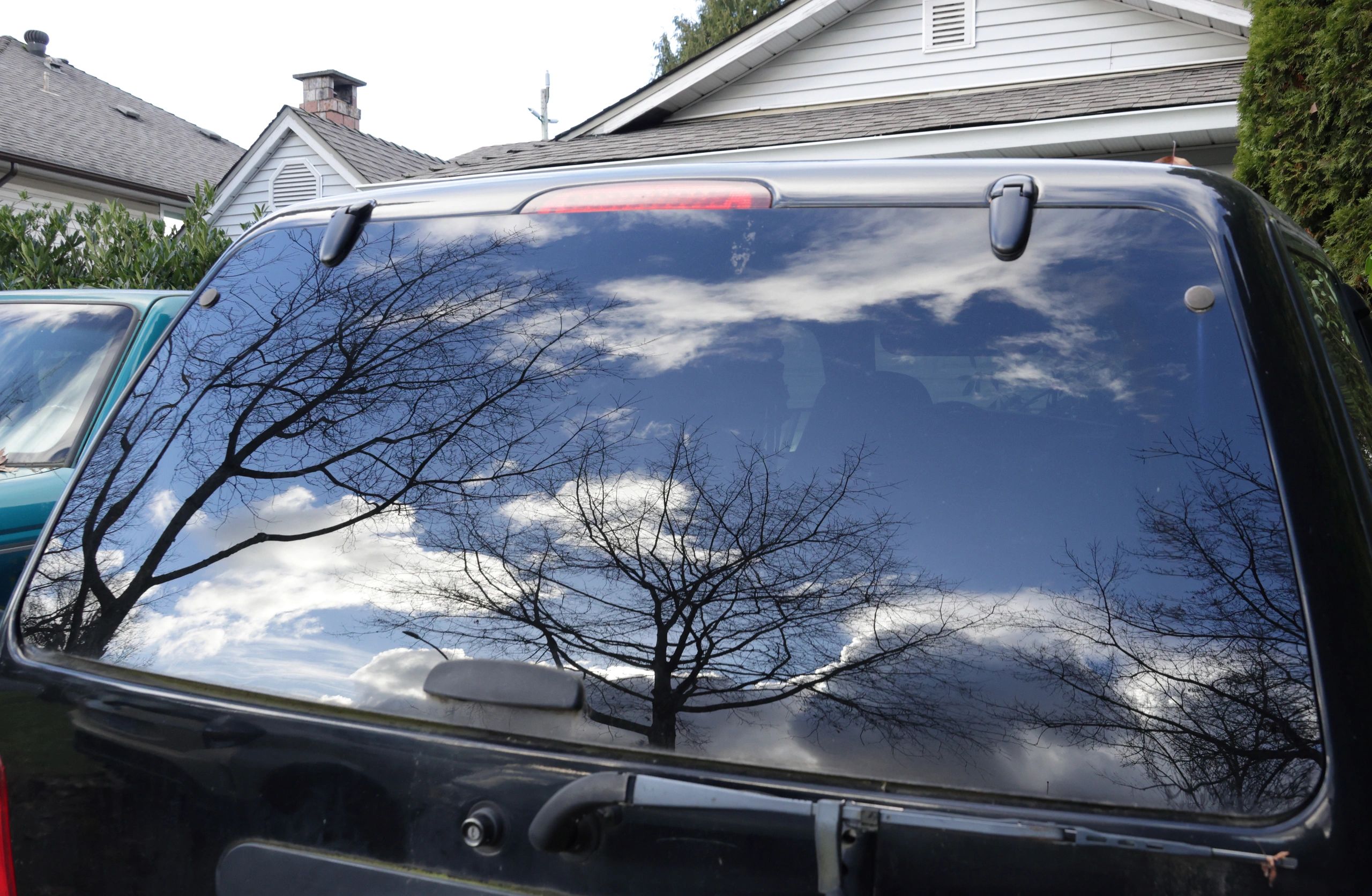 Reflections on a vehicle window