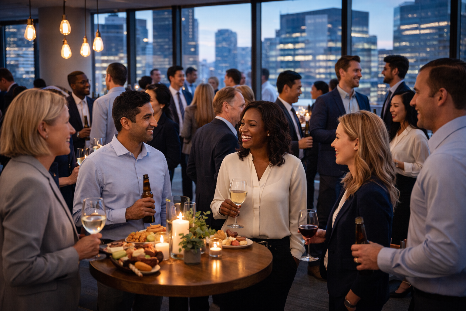 Corporate happy hour with city views