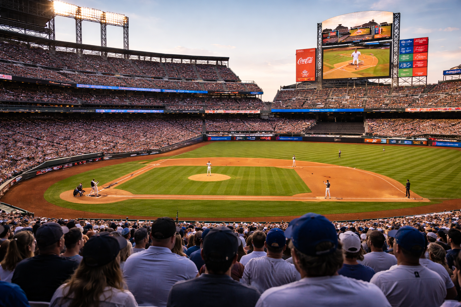 Exciting baseball action at sunset